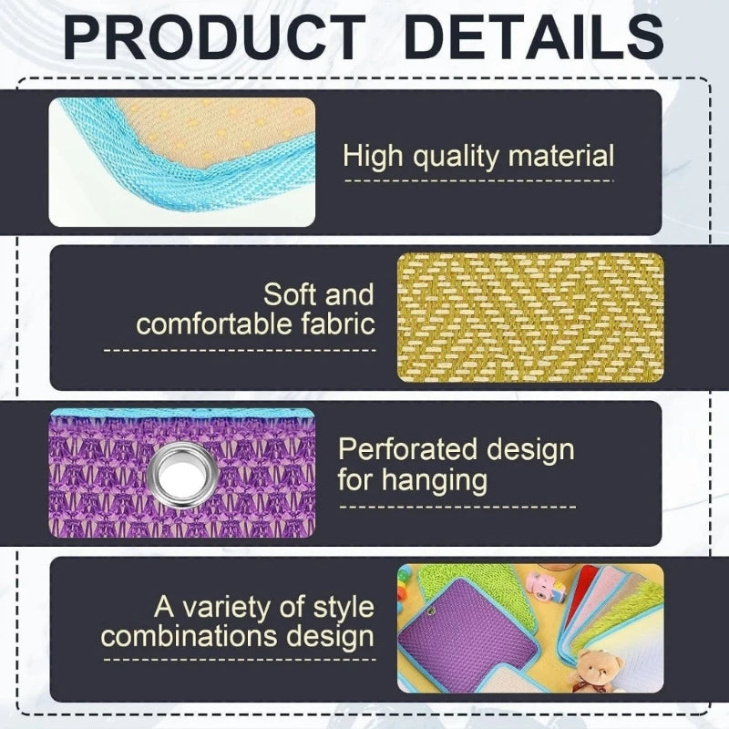 16Pcs Infant Exploration Mat Machine Washable Multi Texture Design Sensory Toy For Sensory Development