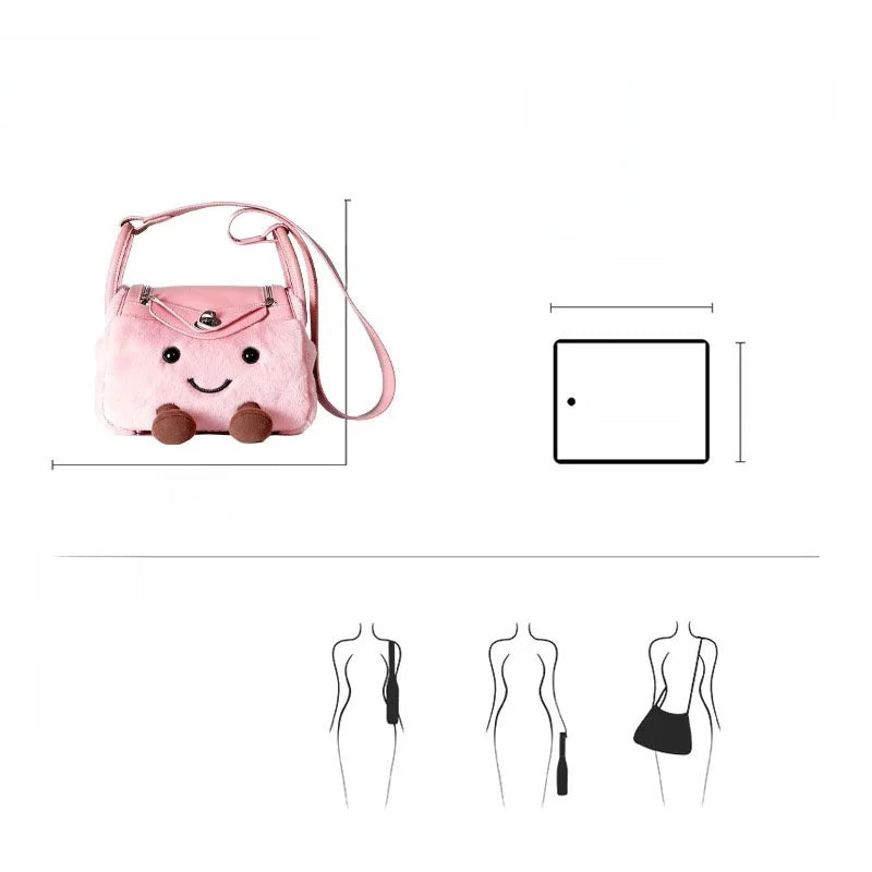 Cute Plush Pillow Crossbody Bag Women's Fashionable Versatile Doll Design Autumn Winter New Style Handbag Youthful Lock Buckle
