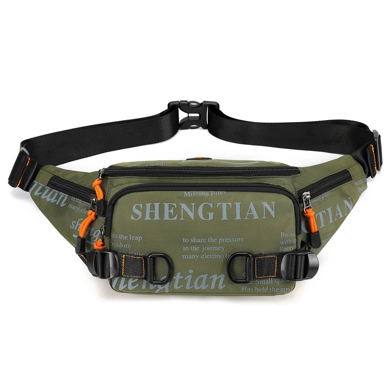 Summer Large Capacity Waterproof Nylon Sports Crossbody Bag for Men Casual Outdoor Leisure Mobile Phone Bag Trendy Sports Wai...