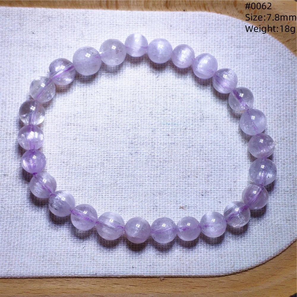 Natural Purple Kunzite Clear Round Beads Bracelet Jewelry Women Men Colorful Kunzite Bracelet Cat Eye Women Men AAAAAA