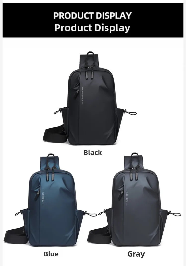 Large Capacity Fashion Waterproof Men's Crossbody Bag Travel Casual Ladies Single Shoulder Slant Bag Korean Style Chest Bag