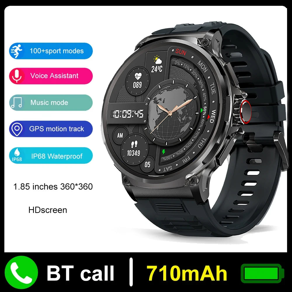 2025 New V69 1.85  Inch HD Bluetooth Call 710mAh Smart Watch Men Sports Fitness Tracker Heart Monitor Smartwatch For Android IOS