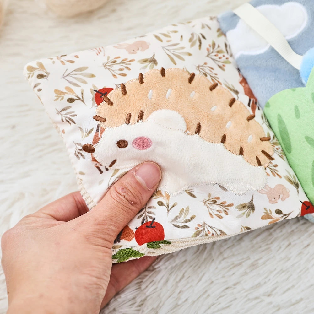 Baby Toys Cloth Book Early Educational Baby Toys Sensory Book Baby Soft Books Toys Fluffy Cartoon Elephant Books With Mirror