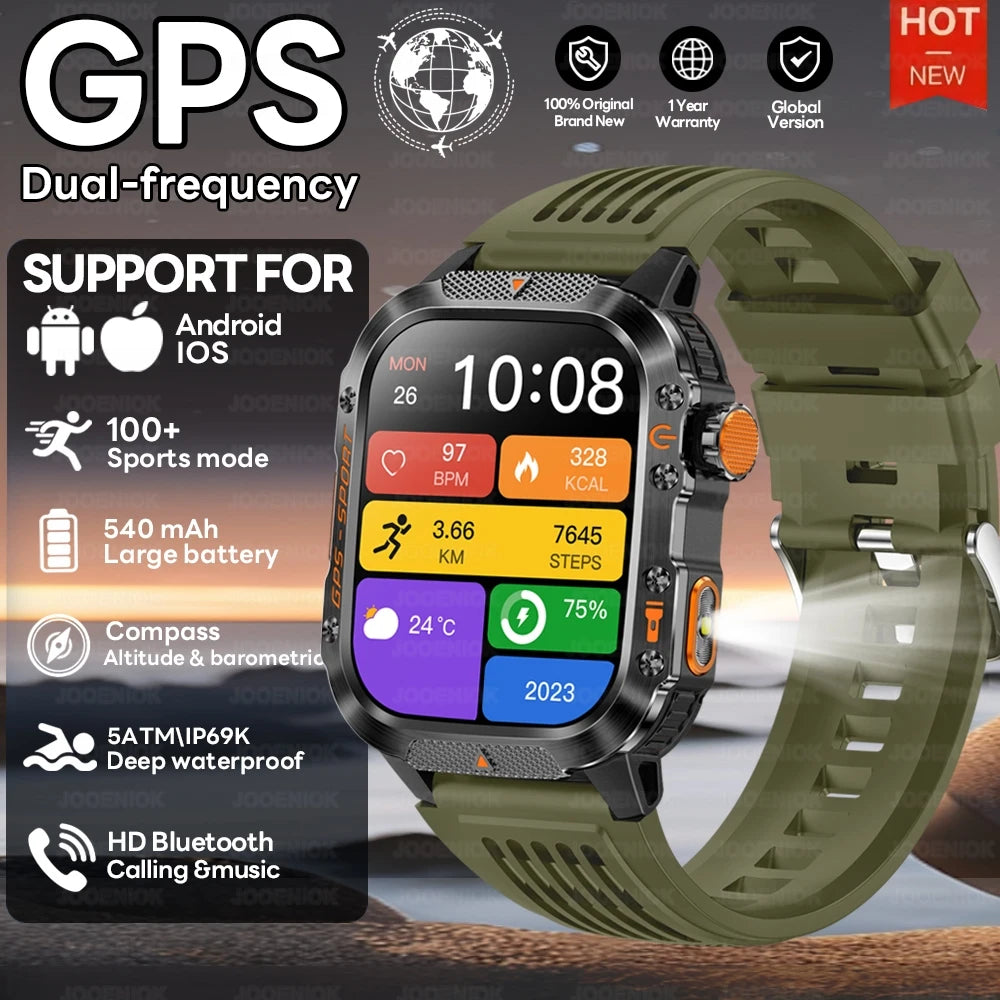 2025 New Dual-Frequency Satellite GPS Sports Smart Watch Compass Barometer Bluetooth Call 10ATM Waterproof Swim Smart Bracelet