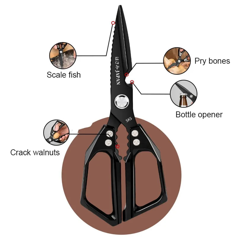 WXCOO Japanese Household Chicken Bone Scissor SK5 Stainless Steel Multi-Purpose Shears Specialized Heavy-Duty Kitchen Scissors