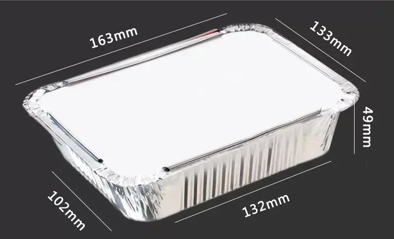 100 Pieces of Barbecue Tin Foil Special Packaging Box Aluminum Foil Lunch Box Home Takeaway Air Fryer Disposable Tin Foil Bowl