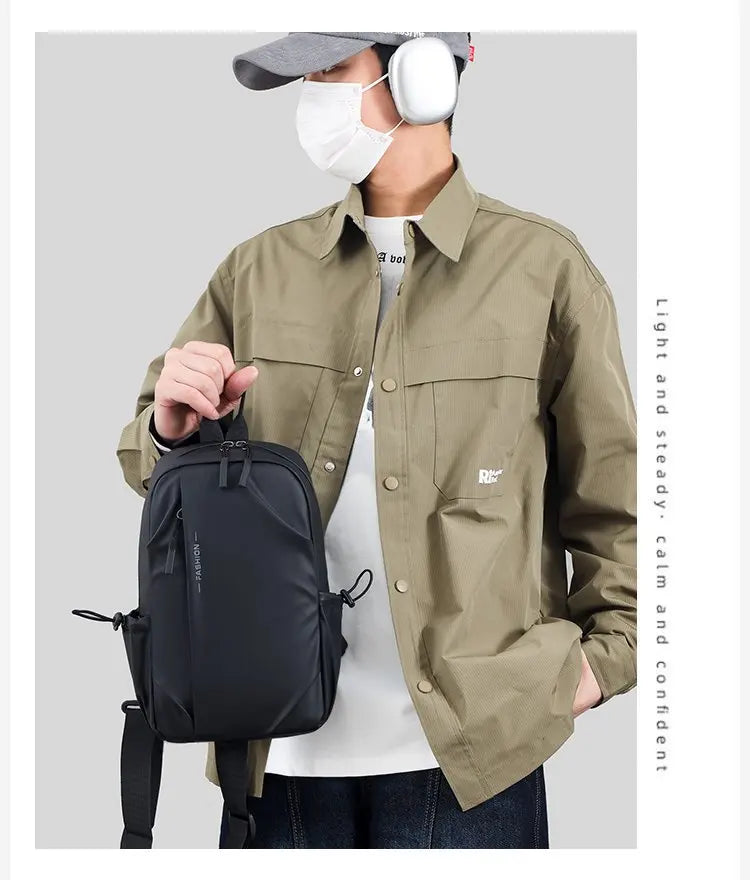 Large Capacity Fashion Waterproof Men's Crossbody Bag Travel Casual Ladies Single Shoulder Slant Bag Korean Style Chest Bag