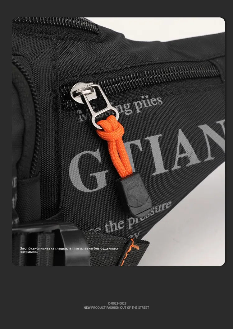 Summer Large Capacity Waterproof Nylon Sports Crossbody Bag for Men Casual Outdoor Leisure Mobile Phone Bag Trendy Sports Wai...