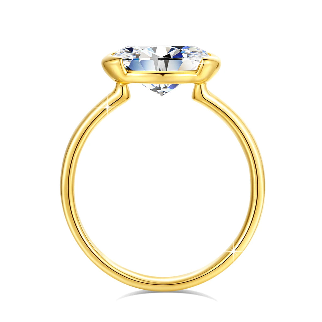 14K Gold Certified Oval Cut Moissanite Ring for Women Lab Created Diamond Engagement Wedding Yuan Bao Ring Jewelry Classic