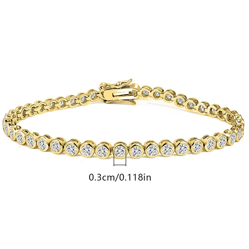 Trendy 3mm Lab Diamond Bangle Bracelet 18K Rose Gold Engagement Wedding Bracelets for Women Bridal Tennis Party Jewelry