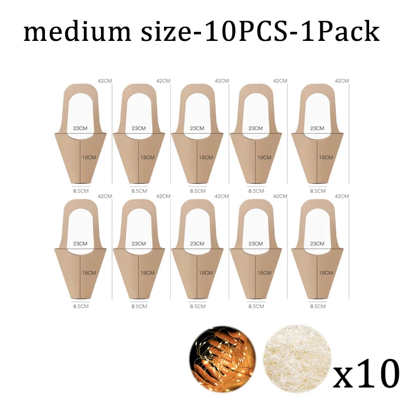 Fashion Florist Rose Box Kraft Paper Wedding Handheld Decorative Flowers Boxes Birthday Party Packaging Gift Bag Decoration