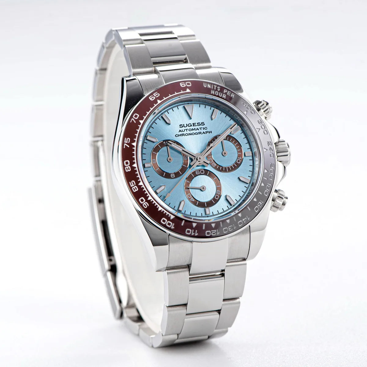 Sugess Diving Mens Watch Panda Automatic Mechanical Chronograph Peacock SL4801 Movement Wristwatch Waterproof Ceramic Bezel New