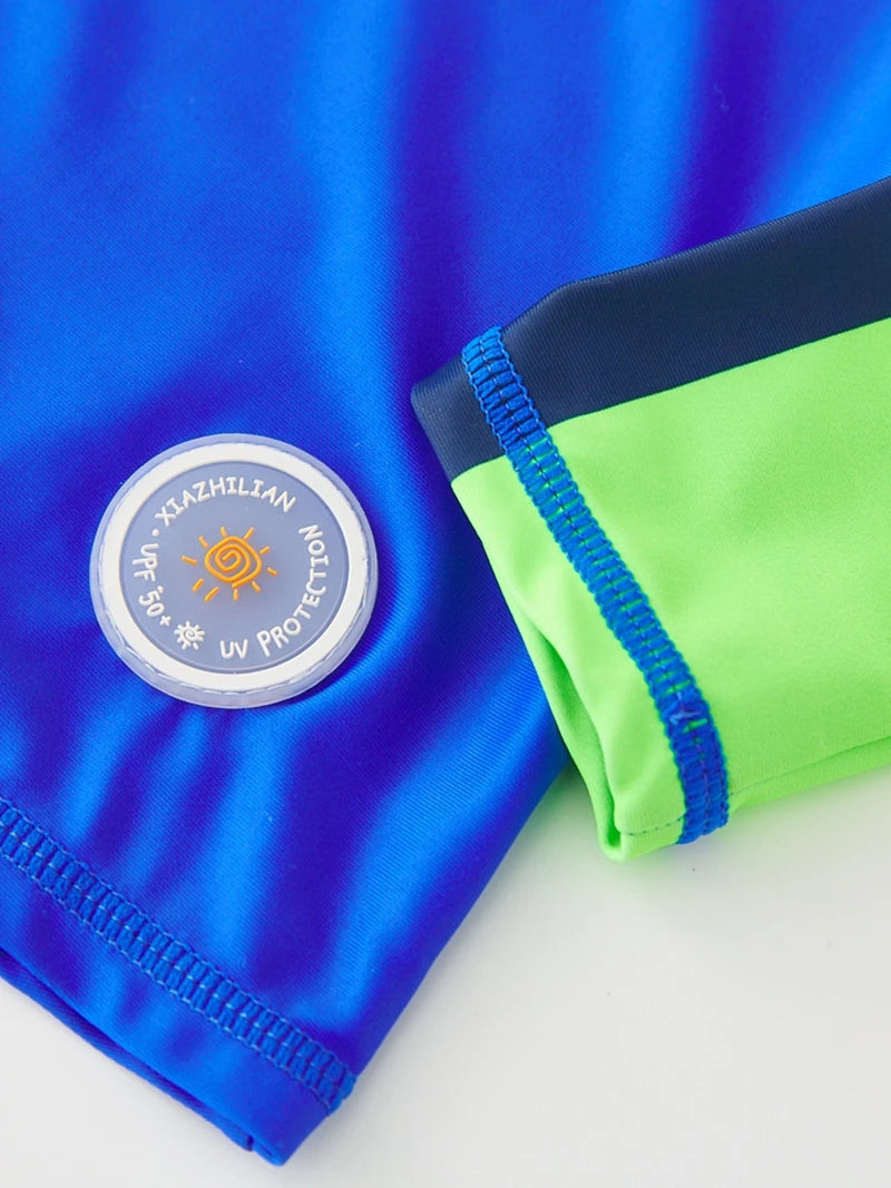 Children's Swimsuit Orange Long Sleeve Rash Guard Kids UPF50 UV Protection Boy's Beach Clothes Shark Swimming Bathing Suit Kids