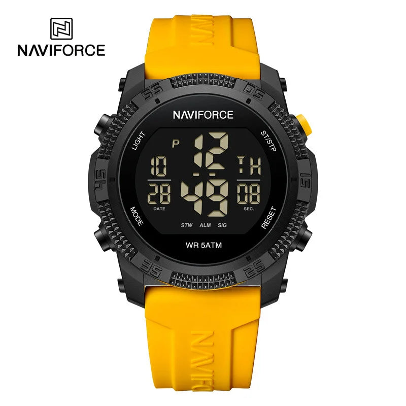 NAVIFORCE NF7104 Men's LCD Digital Leisure Date and Week Alarm Clock Waterproof Silicone Strap Electronic Premium Watch