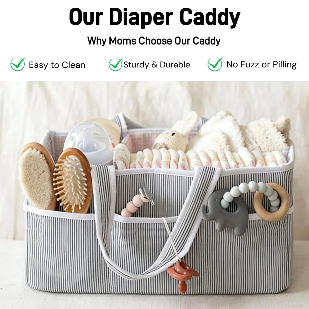 Baby Diaper Caddy Organizer - Large Tote Bag for Newborn essentials Boy or Girl - Baby Shower Basket - Nursery Must Haves