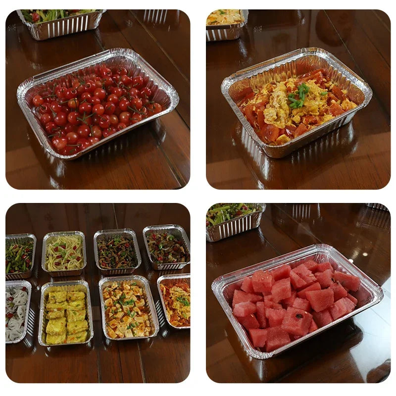 100 Pieces of Barbecue Tin Foil Special Packaging Box Aluminum Foil Lunch Box Home Takeaway Air Fryer Disposable Tin Foil Bowl
