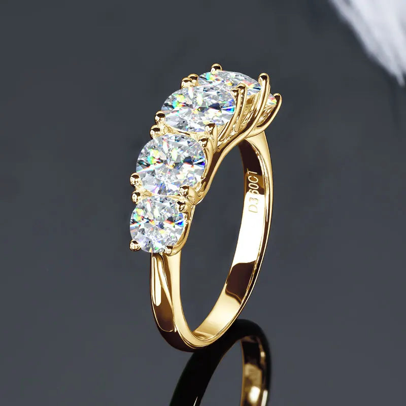 IOGOU 3.6ctw. D Moissanite Wedding Rings for Women 18k Gold Plated 925 Silver Promise Finger Jewelry Certified Lab Diamond Bands