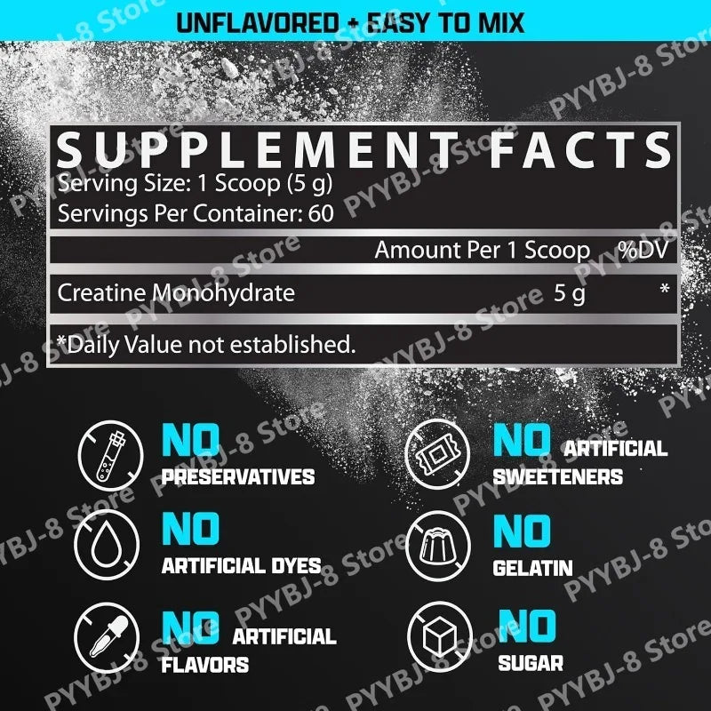Creatine Monohydrate Powder 5g Per Serving Help Enhance Sport Muscle Strength Mixing with Water Drinking 10.58 Ounces