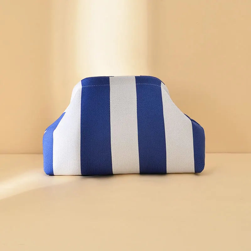 Striped Beach Bag Cloud Knitted Fashion Commuter All-Match Makeup Bag Weave Cross-Border Style Polyester Pillow-Shaped Bag