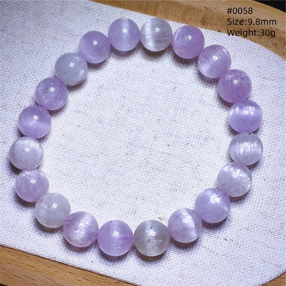 Natural Purple Kunzite Clear Round Beads Bracelet Jewelry Women Men Colorful Kunzite Bracelet Cat Eye Women Men AAAAAA