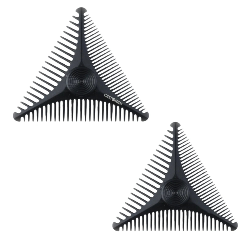2/4Pc New Triangular Pocket Rotating Combs Fidget Bearing Portable Oil Head Comb For Men Mini Beard Combing Barber Styling Tools
