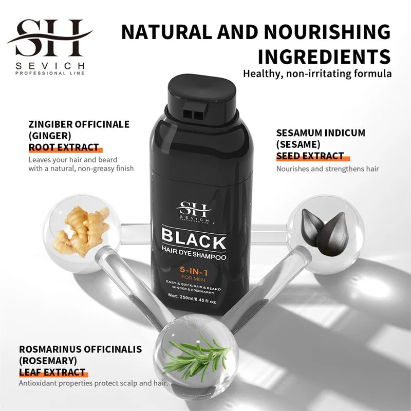 Hair Color Shampoo Instant Coloring Shampoo Cover Gray White Hair Concealer Natural Black Color for Men Women Hair Dye Coloring