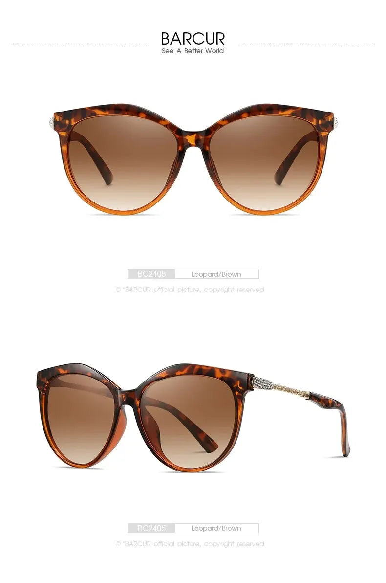 BARCUR Polarized Cat Eye Sunglasses Women Gradient Round Sun Glasses for Women Oculos Lunette De Soleil Femme