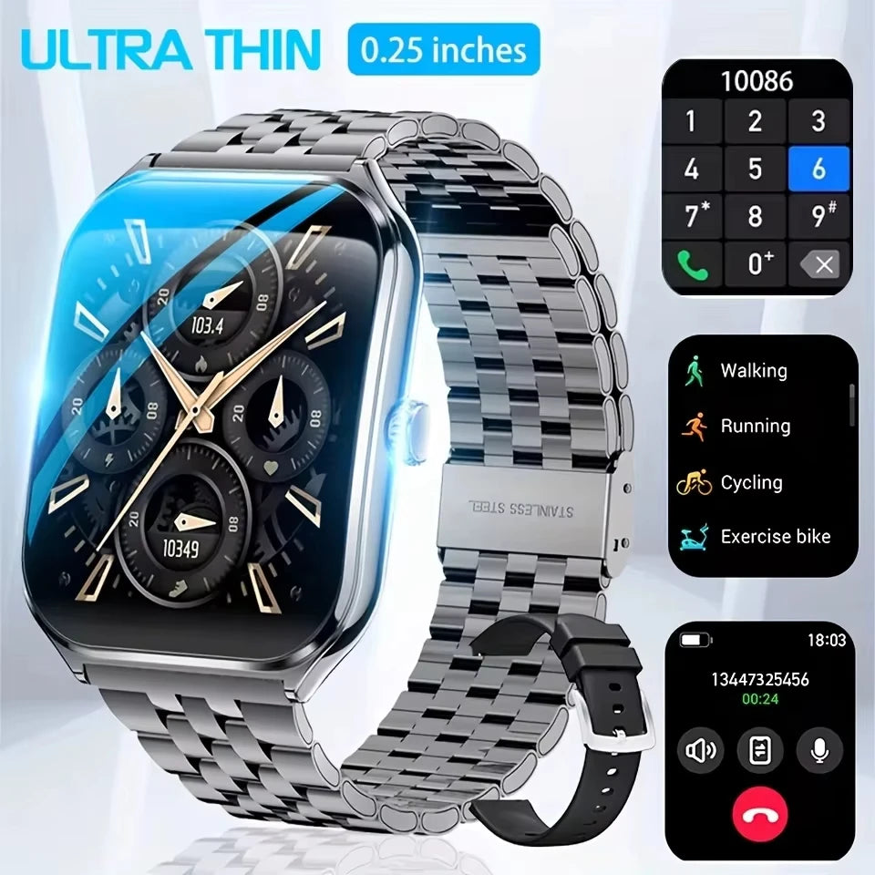 2026 New Ultra Thin AMOLED Smart Watch Men 386*448HD Screen Fashion Women Sports Bracelet BT Calling Waterproof Smartwatch gift