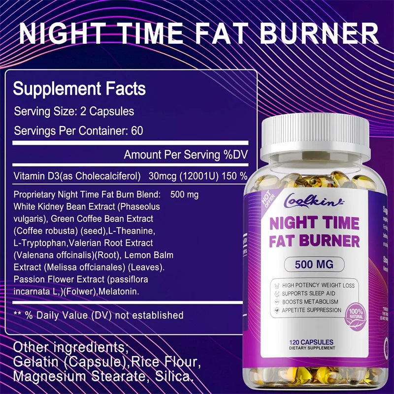 Best Nighttime Fat Burner - Thermogenic Fat Burner, Natural Appetite Suppressant and Metabolism Booster, Immune Health