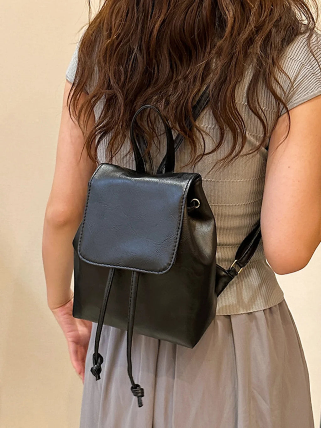 Compact Brown Retro Shoulder Bag Women's Spring Summer New Simple Artistic Match Double Rope Single Shoulder Bag Casual Style