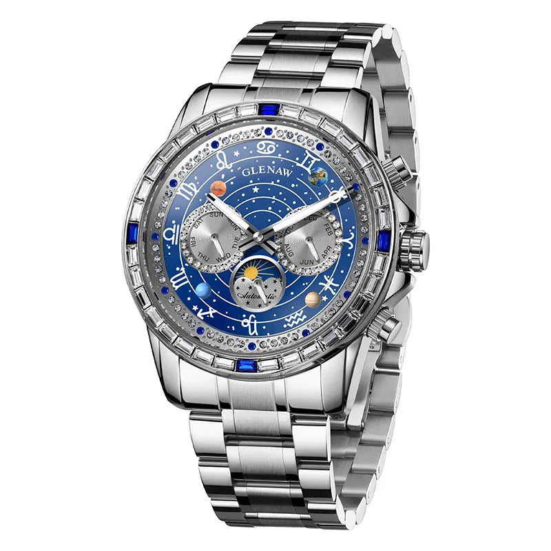 Glenaw top brand luxury fashion personalized fully automatic mechanical gold watch men's luminous waterproof watch