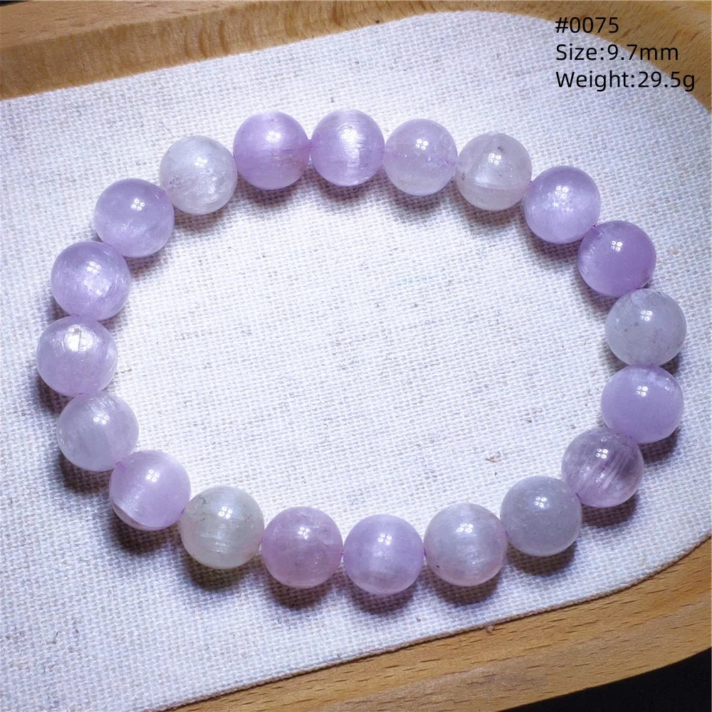 Natural Purple Kunzite Clear Round Beads Bracelet Jewelry Women Men Colorful Kunzite Bracelet Cat Eye Women Men AAAAAA
