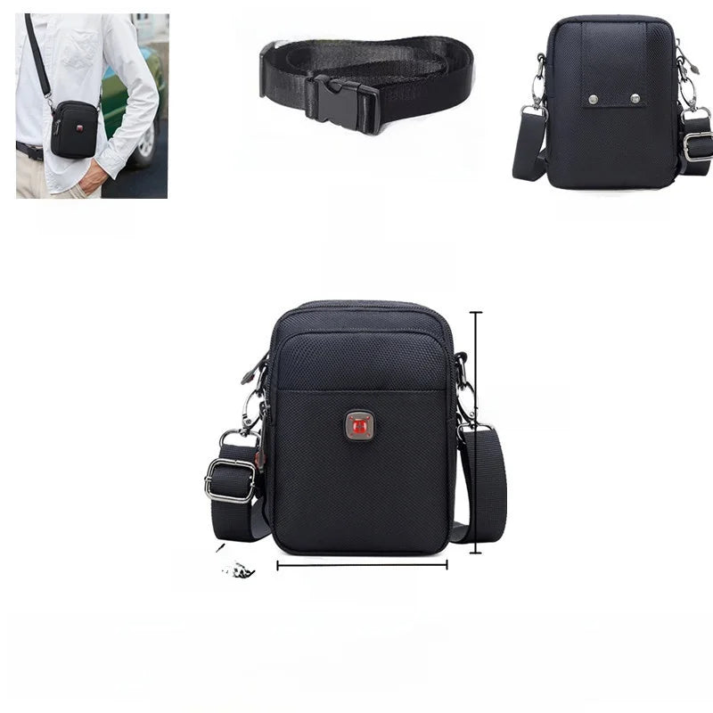 Large Capacity Oxford Cloth Military Knife Crossbody Bag for Men Commuting Work Bag Outdoor Waist Bag Bucket Shape Zipper Clo...
