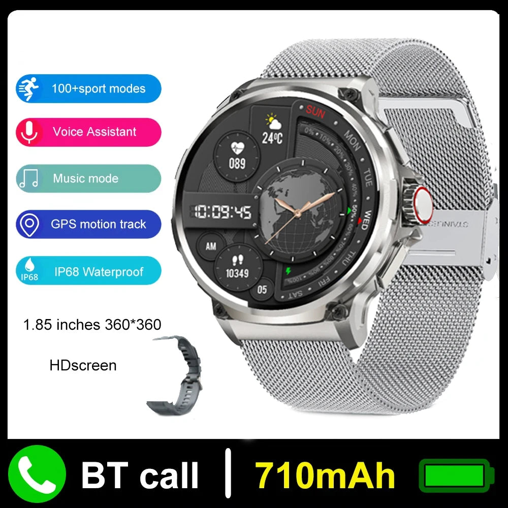 2025 New V69 1.85  Inch HD Bluetooth Call 710mAh Smart Watch Men Sports Fitness Tracker Heart Monitor Smartwatch For Android IOS
