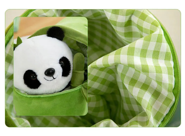 Cute Chinese Panda Doll with Removable Bamboo Tube PP Cotton Pillow Soft Plush Doll Girls Toy Children's Christmas Gifts Present