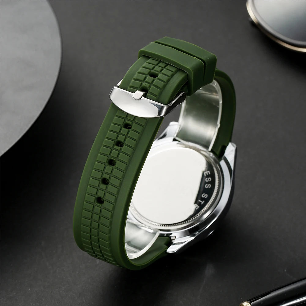 Fashion Watch Men Classic Orange Grenade Dial Minimalist Wristwatch Sport Silicone Strap Dive Auto Date Men's Watches Hot Sale
