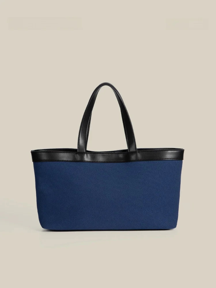 PEPPIHOME Women's Canvas Tote Bag Commuter Handbag Single Shoulder Bag Korean Style Summer New Arrival Soft PU Leather