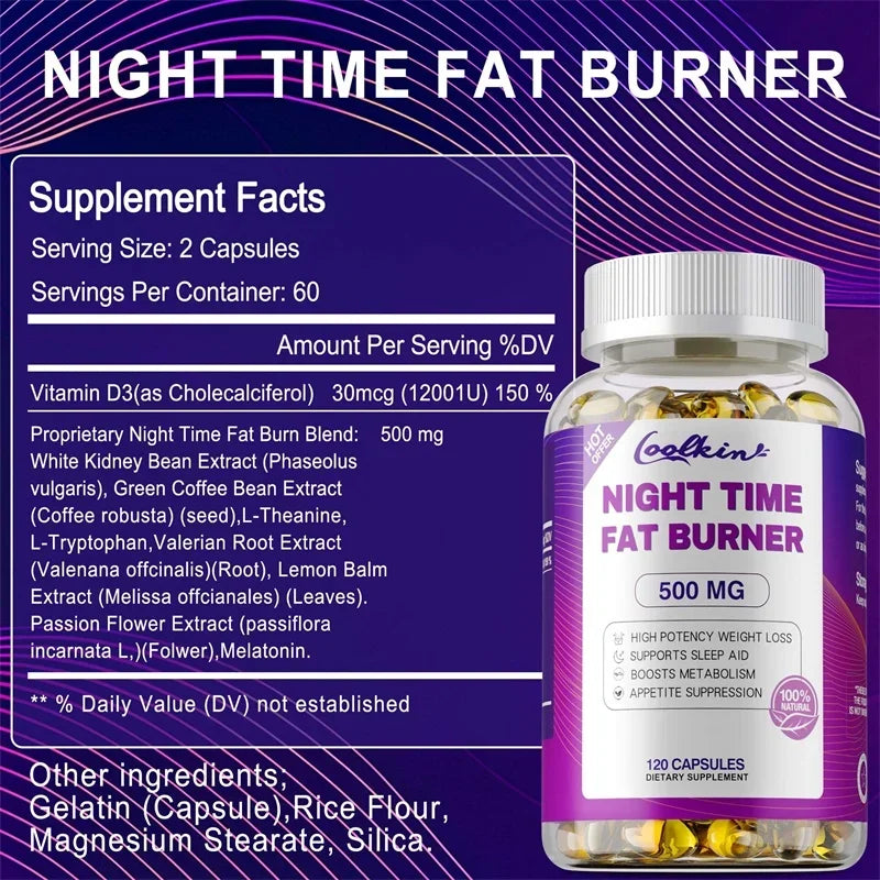 Best Nighttime Fat Burner - Thermogenic Fat Burner, Natural Appetite Suppressant and Metabolism Booster, Immune Health