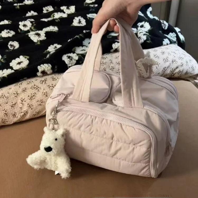 Portable Large Capacity Waterproof Cosmetic Storage Bag Handheld Travel Toiletry Bag Cosmetic Bag Durable Leather Bag