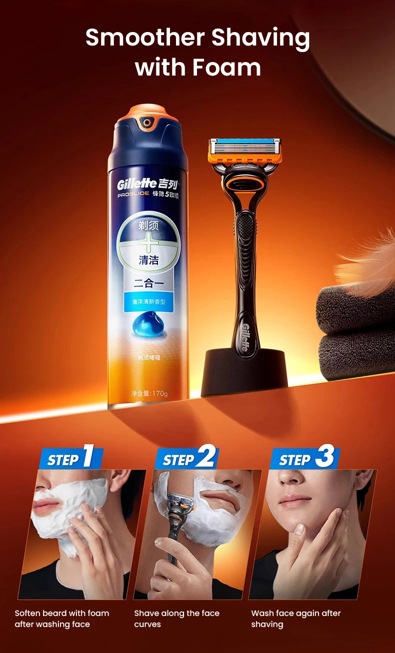 Gillette Fusion 5 Razor Set 1 Handle 25 Cartridges 5 Ultra-Thin Blades Lubrication Strip Back Trimmer