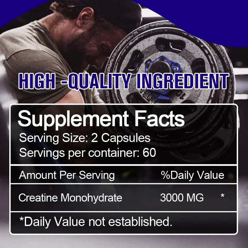 Ptvse Monohydrate Creatine Capsules Strength Muscle for Adults Endurance and Energy Support Enhance Athletic Performance