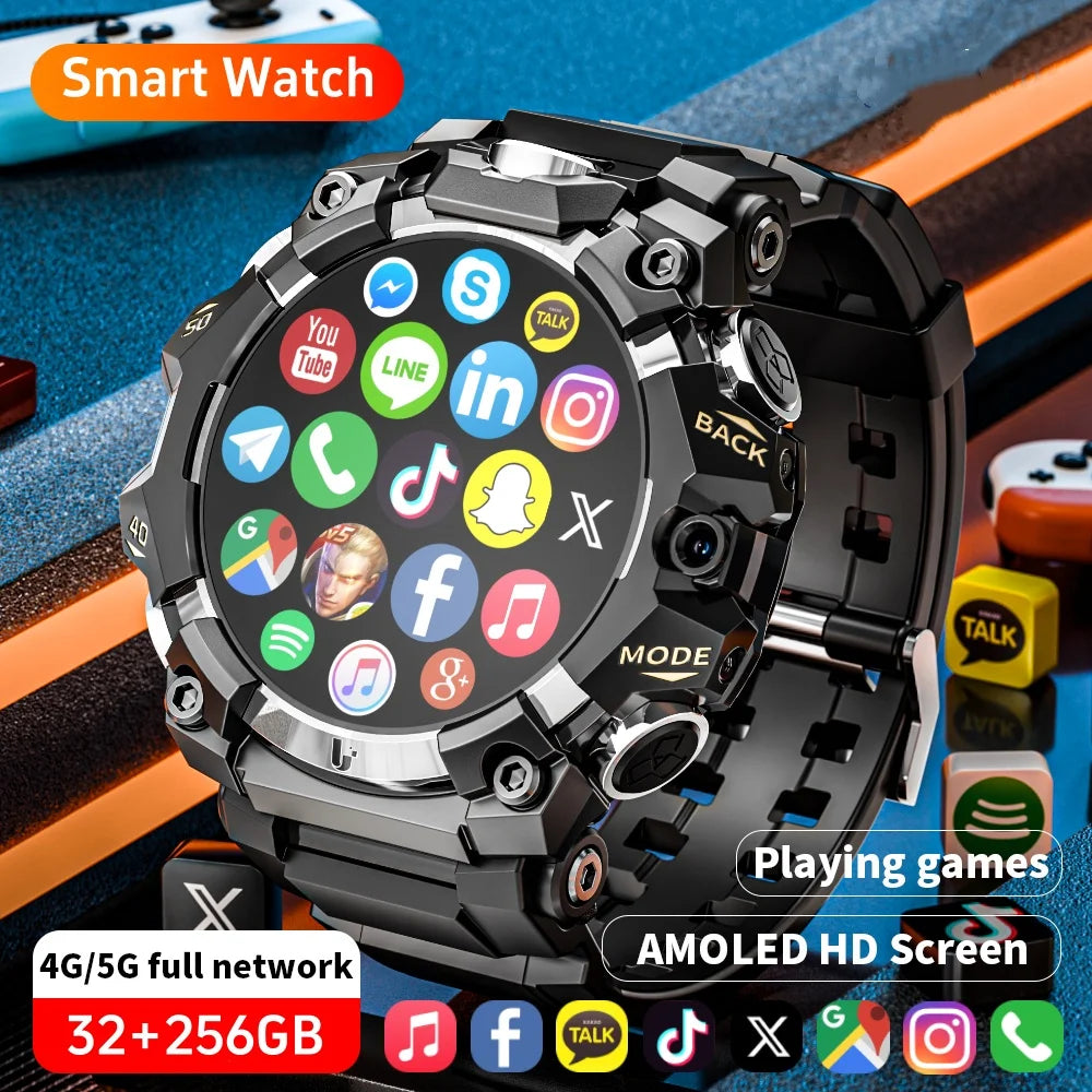 4G Smartwatch Android 10.0 Q668 Smartwatch With 2150Mah Battery 800W HD Dual Camera Amoled GPS WIFI NFC Video Call Sim Card Slot