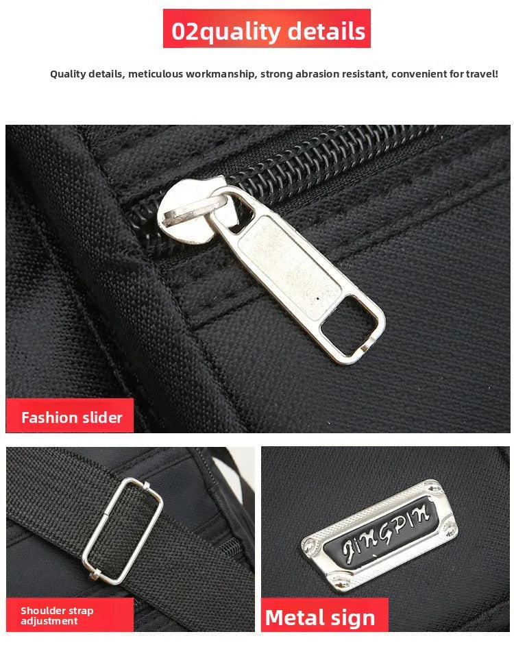 Casual Unisex Crossbody Bag Large Capacity Multi-layer Business Handling Bag Soft Nylon Material Zipper Closure Leisure Trave...