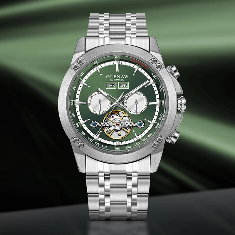 Glenaw high-end brand fully automatic mechanical multi-function watch men's business personality trend waterproof watch