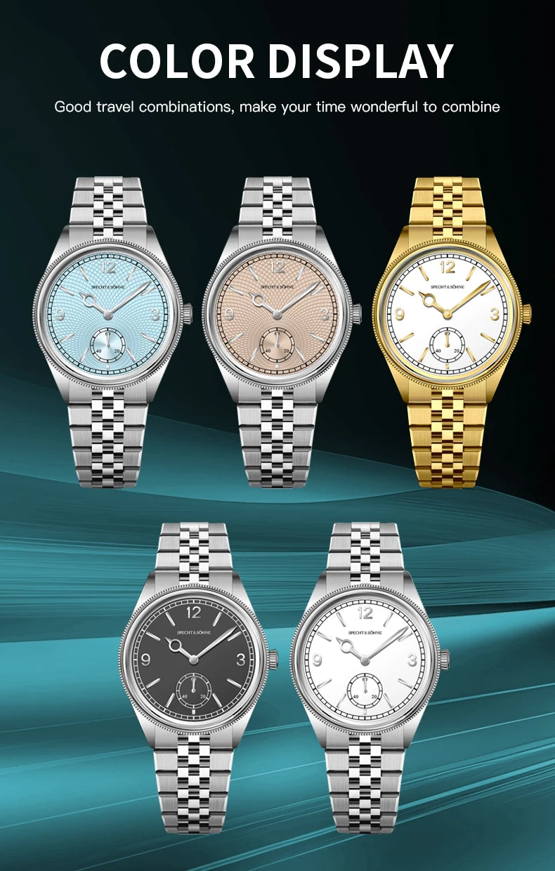 New Fashion Specht & Söhne 38.5MM Mechanical Watches For Men Seagull Movt Sapphire Crystal Business Watch Relogio Masculino