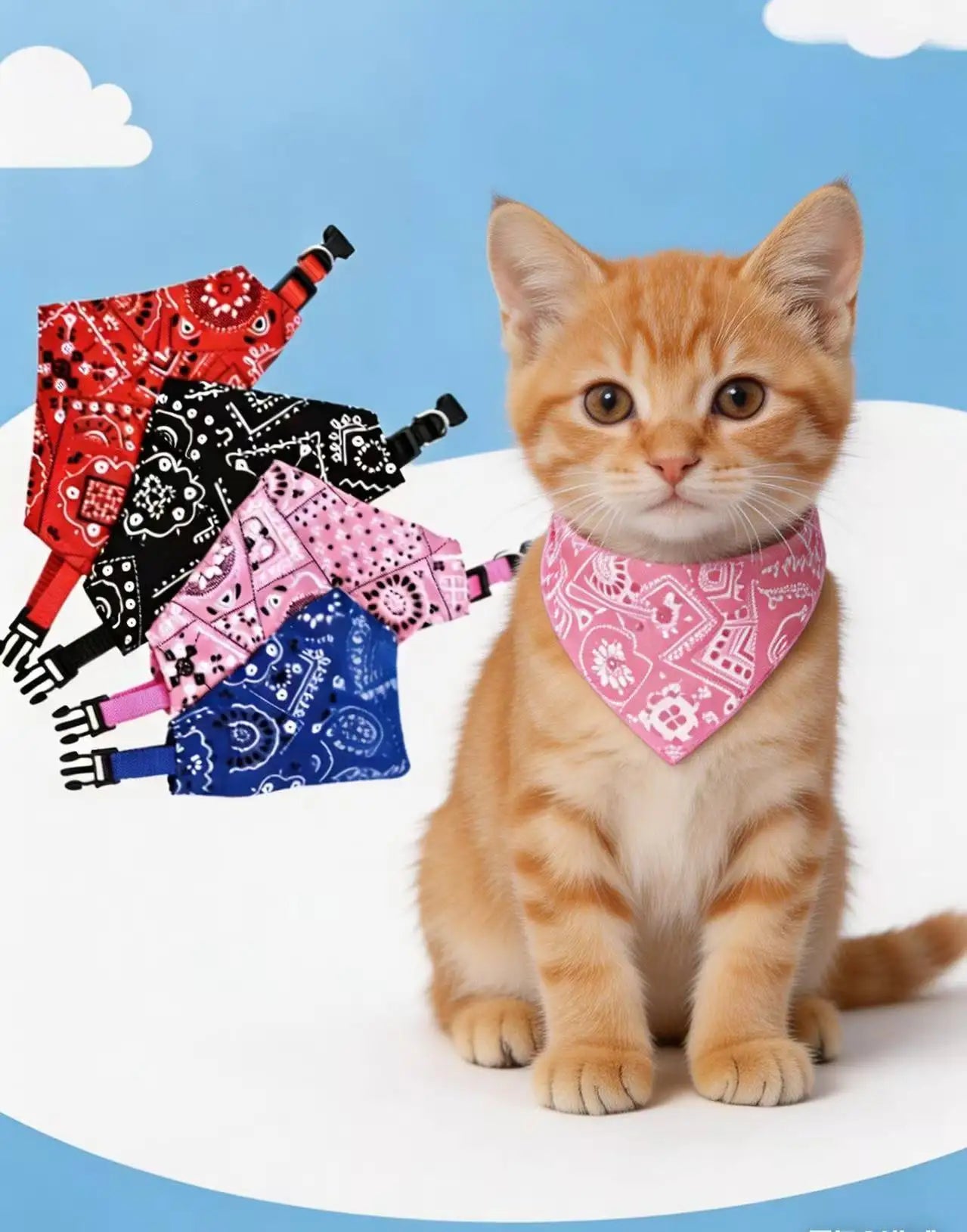 Adjustable Pet Bandana – Washable Triangular Scarf Bib for Dogs & Cats, Neck Decor, for Teddy/Bichon/Shiba/Corgi/Golden/Labrador