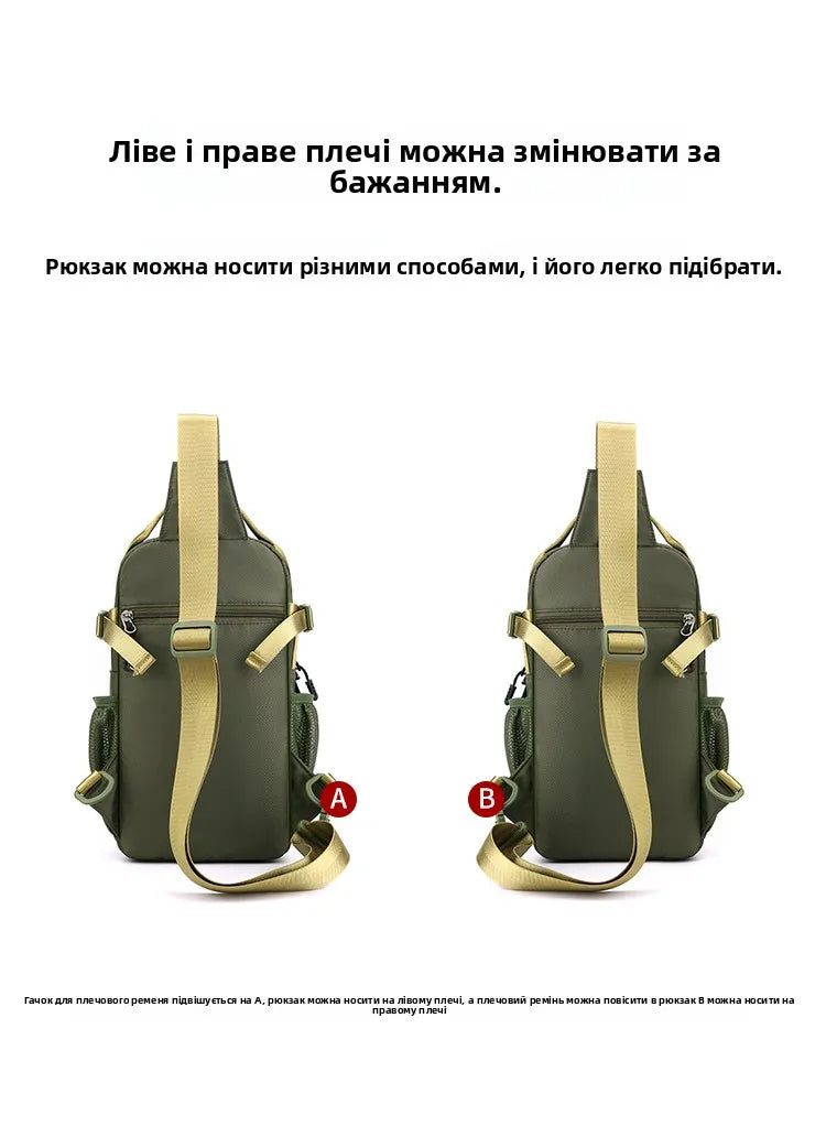 Fashionable Men's Crossbody Bag Student Casual Waist Bag Nylon Material Zipper Closure Soft Handle Multi-Compartment Pack