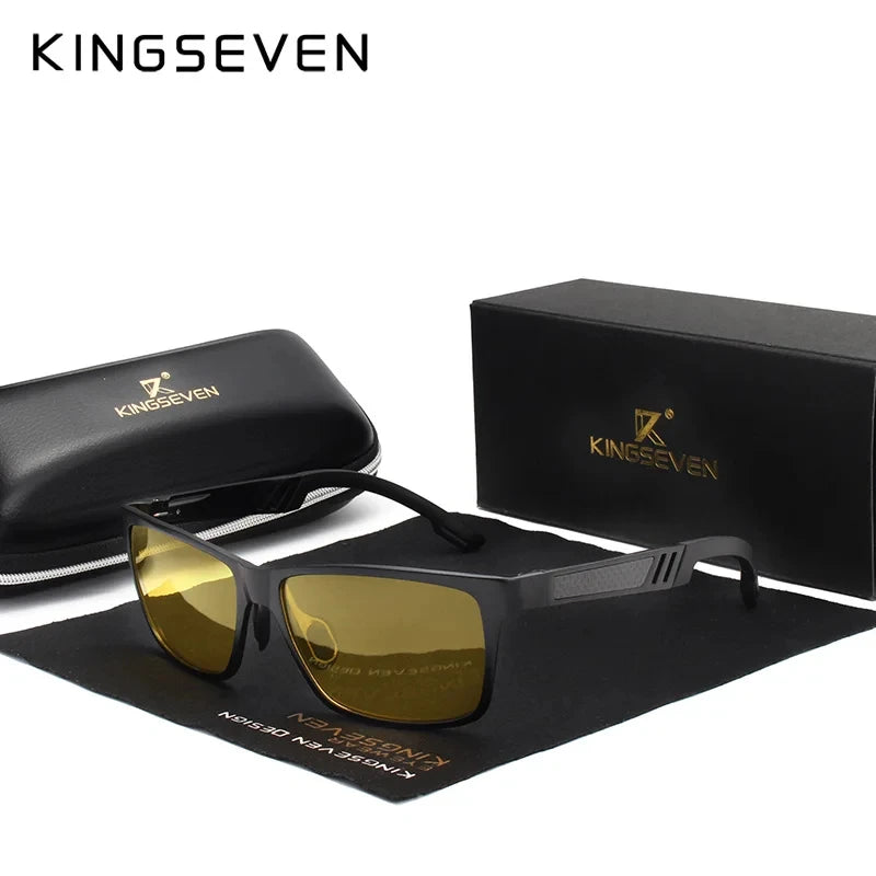 KINGSEVEN Men Polarized Sunglasses Aluminum Magnesium Driving UV400 Glasses Rectangle Shades Eye Protection Luxury Male Eyewear