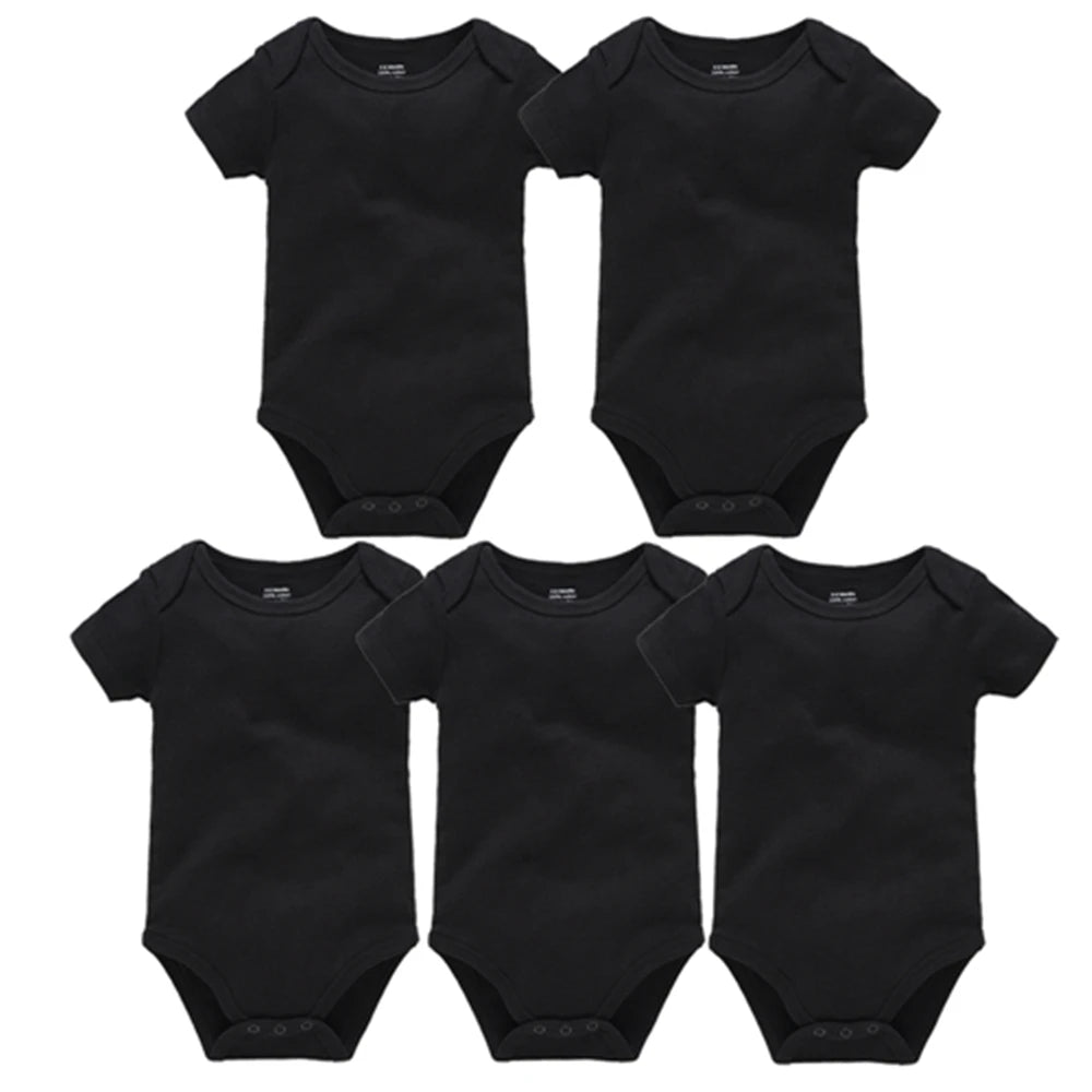 2025 Solid White Baby Clothes Short Sleeve Cotton Baby Girls Boys Bodysuit Newborn body bebe 0-24 months Infant Jumpsuit