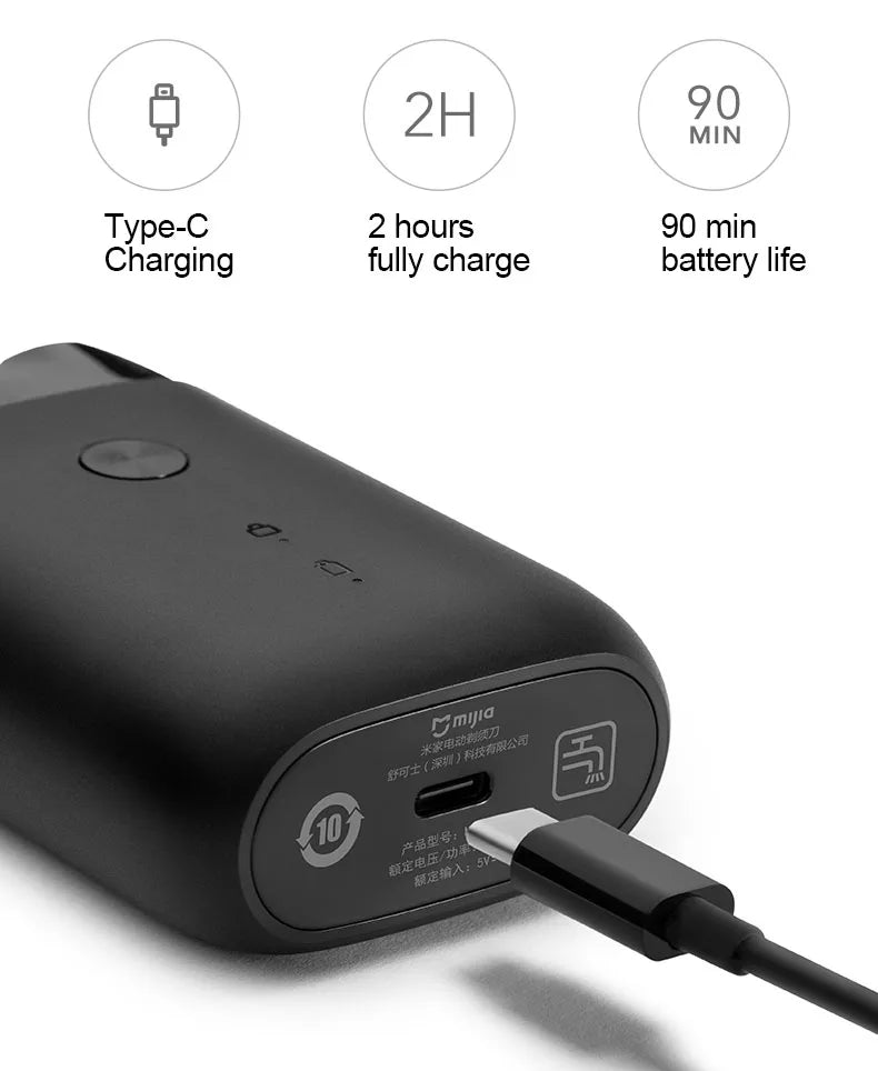 Xiaomi Mi S100 Electric Shaver IPX7 Waterproof 7200RPM Dual Floating Head Wet/Dry Shaving Type-C Fast Charge 90min USB Razor
